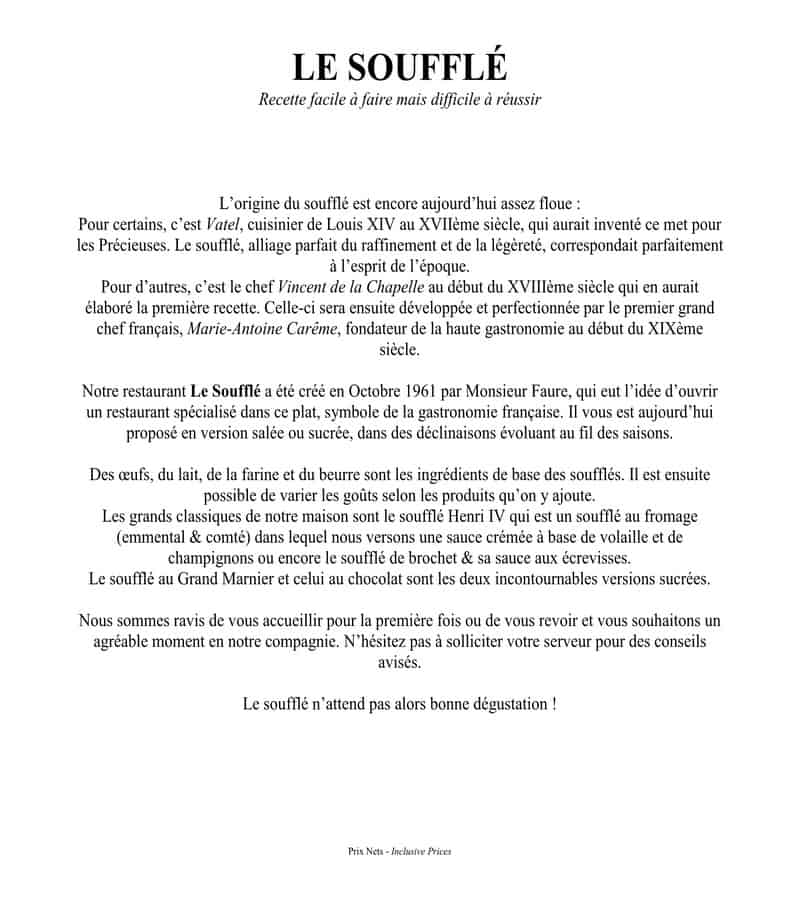 Le Souffle English Menu 21-114