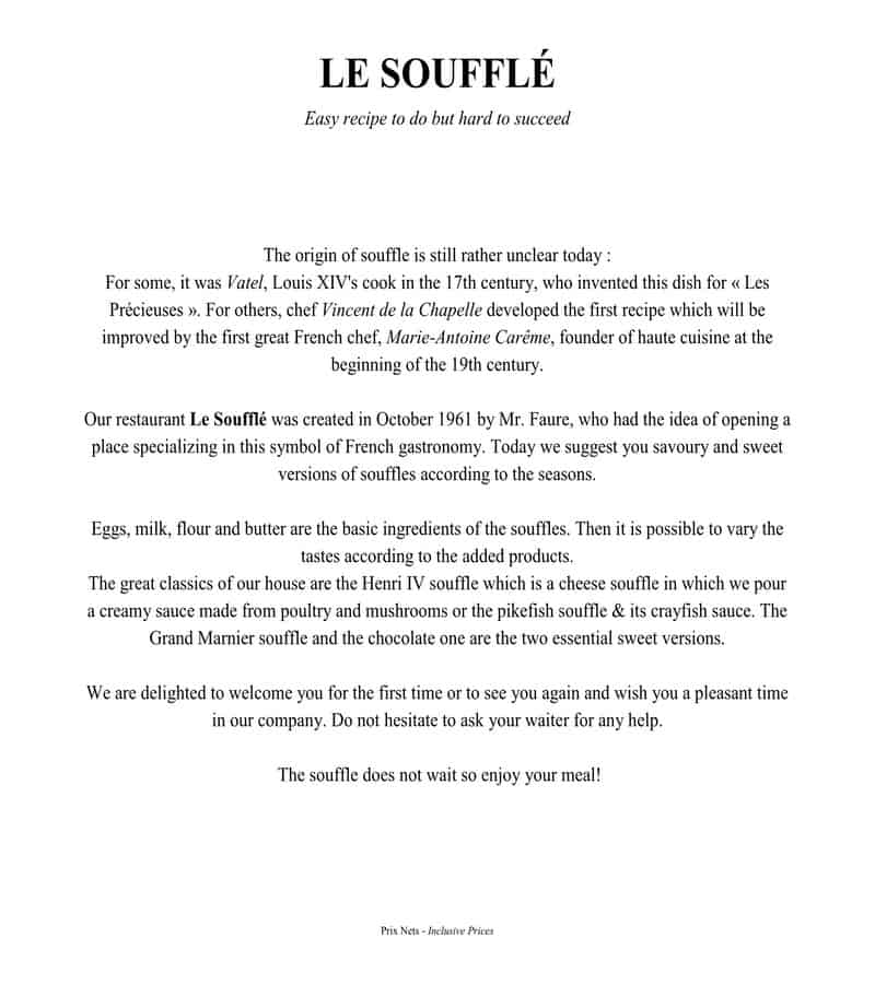 Le Souffle English Menu 21-115