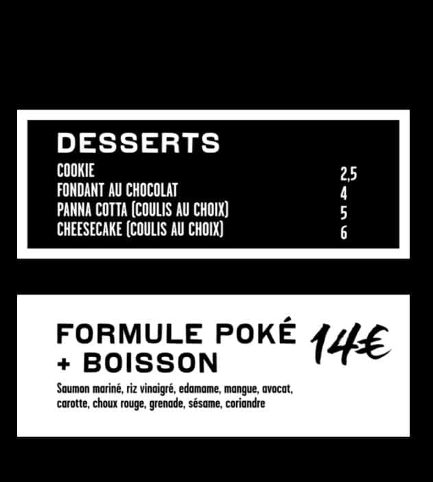 Menu 4 Poké and Desserts