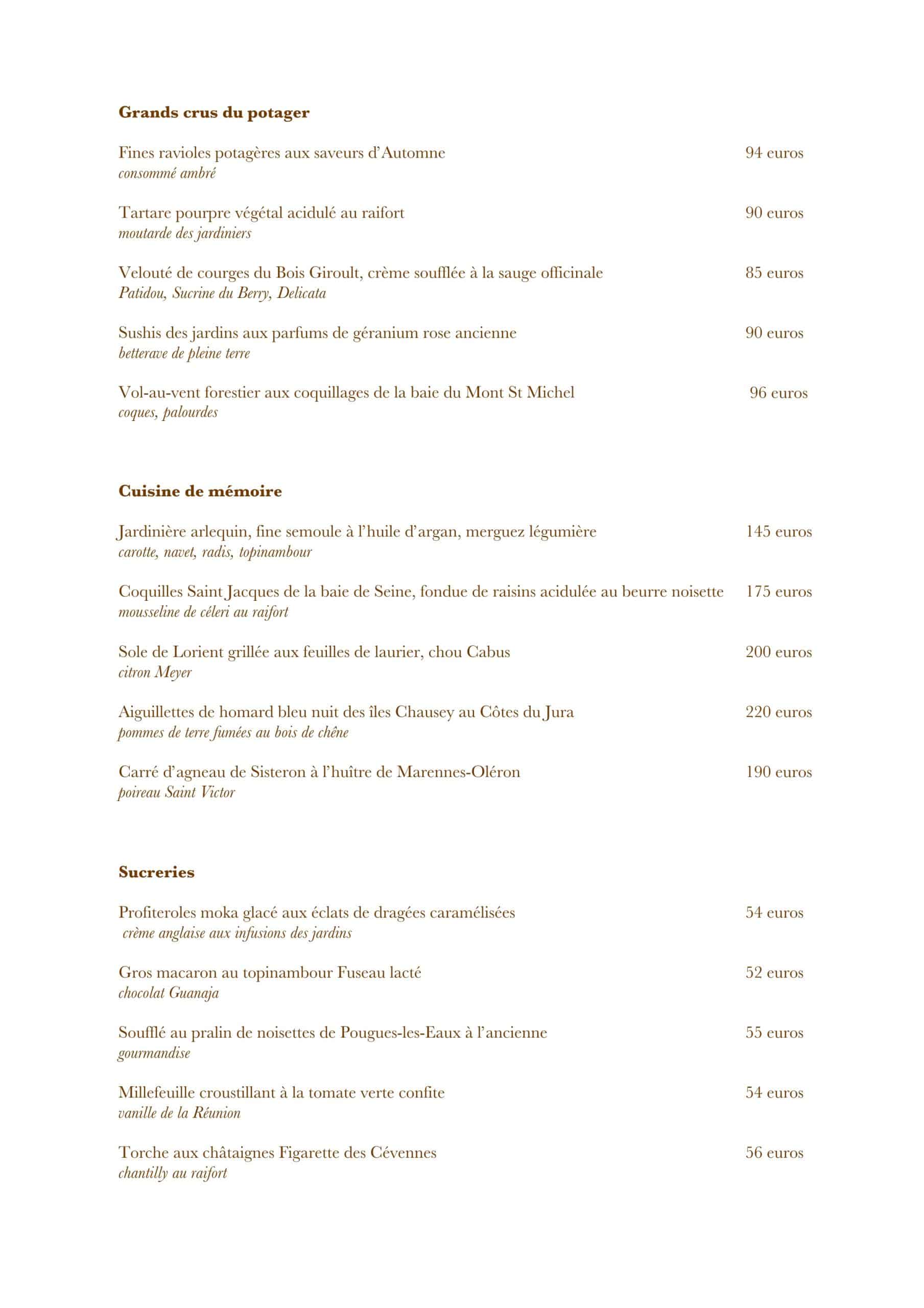 Arpège Menu – Paris | ComaBeba EU