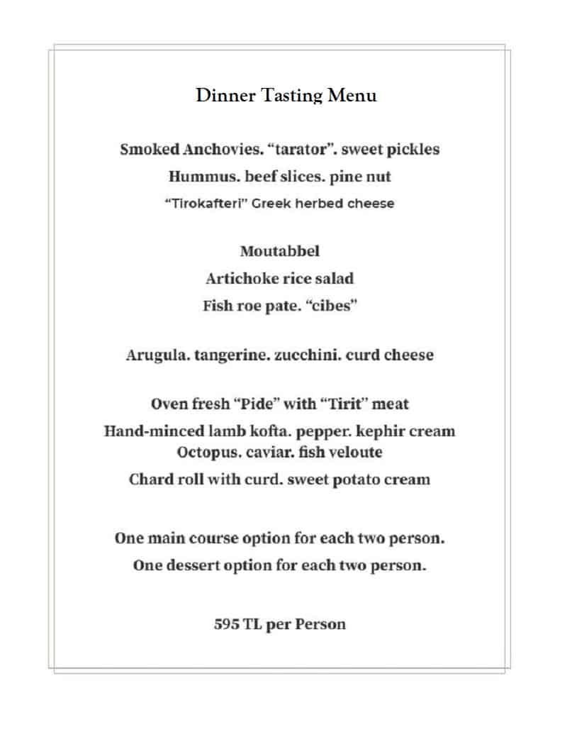 Menu Tasting Menu