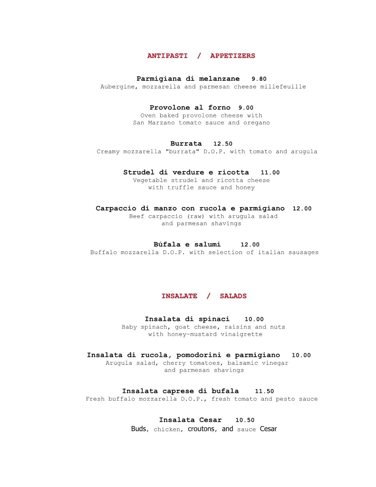 Trattoria Malatesta English Menu2