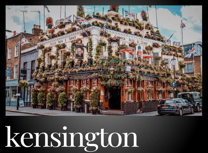 Guide to hotels, restaurants and tourist attractions in the Kensington neighborhood of London