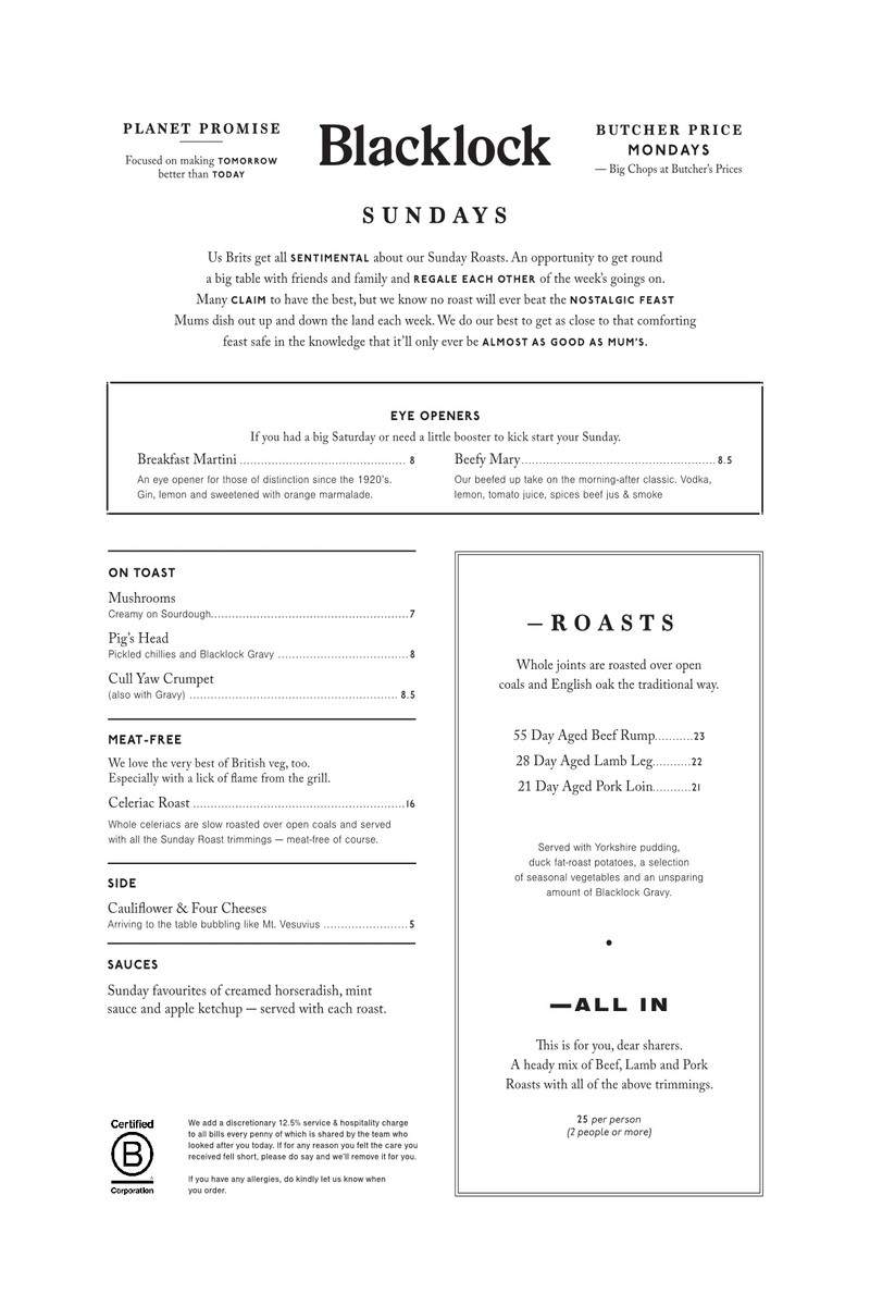 Blacklock Soho London Menu p2