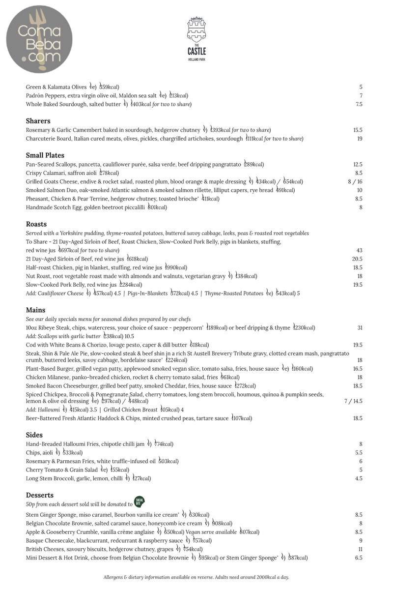 The Castle – Holland Park London Menu p3