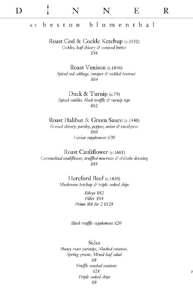 Dinner by Heston Blumenthal Menu p2