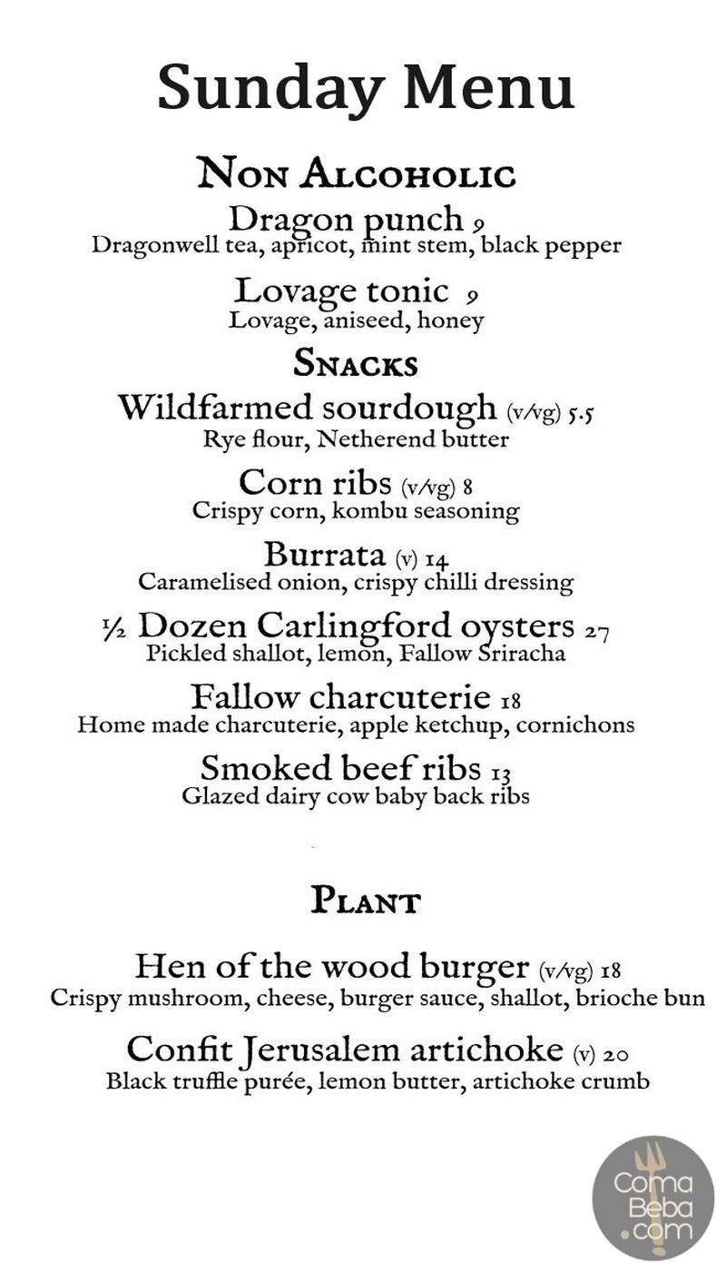 Fallow London Menu p12