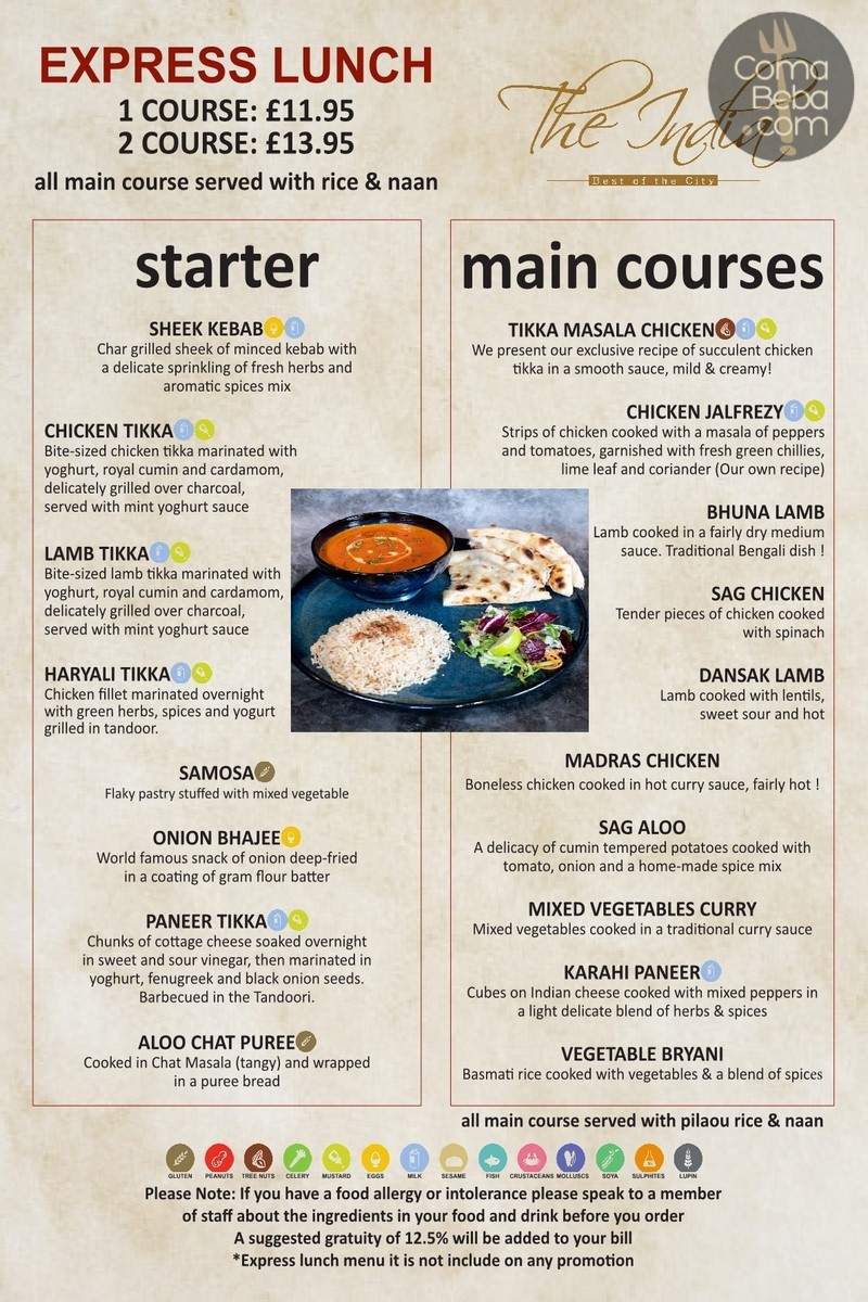 The India 2 London Menu p1