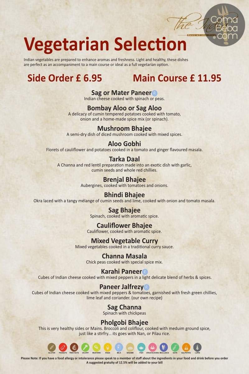 The India 2 London Menu p11