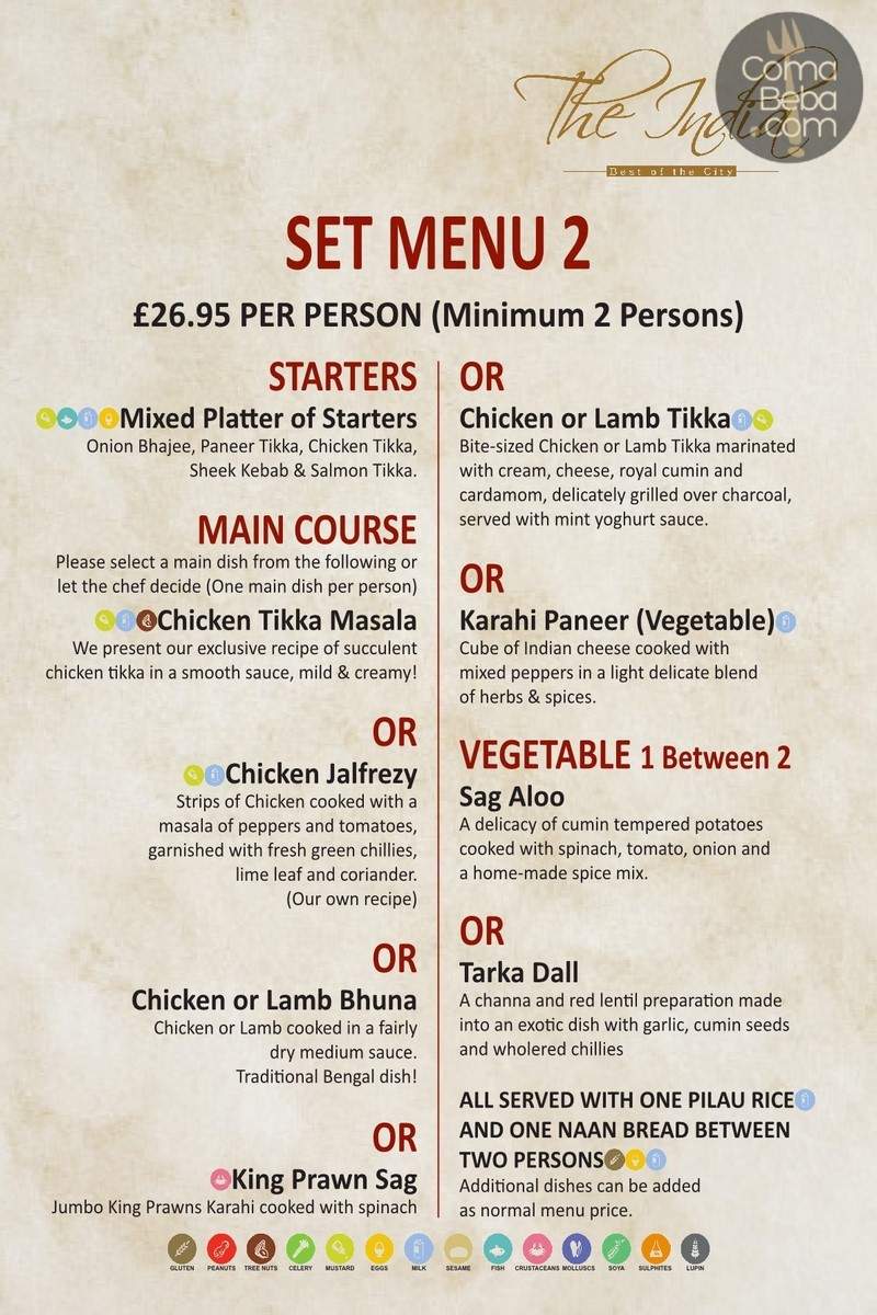 The India 2 London Menu p5