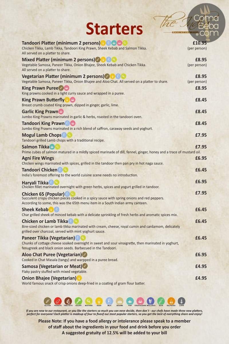 The India 2 London Menu p7