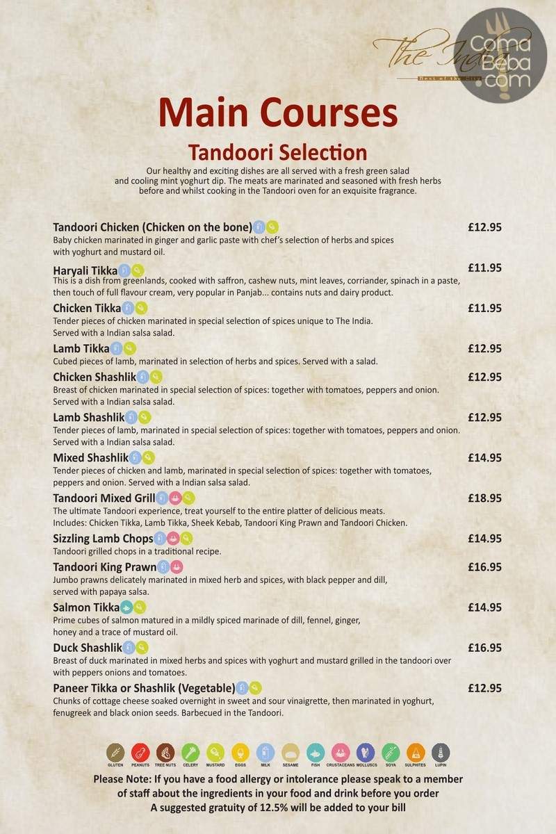 The India 2 London Menu p8