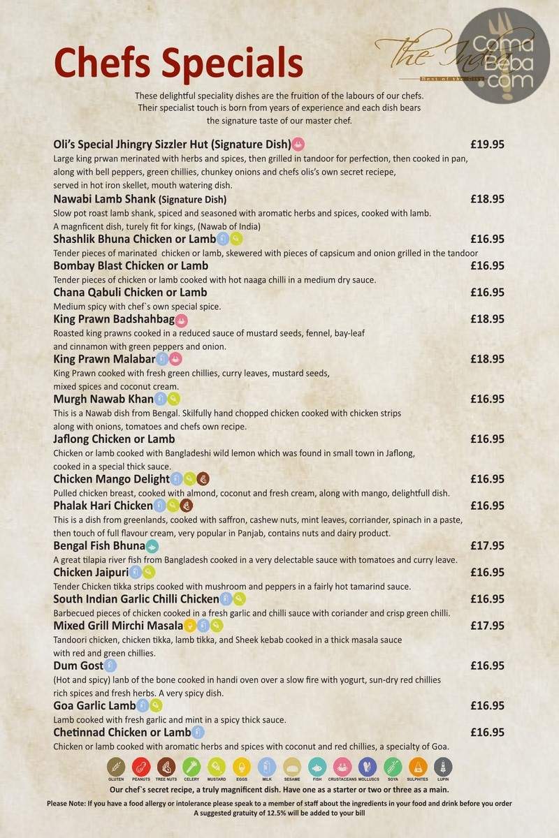 The India 2 London Menu p9