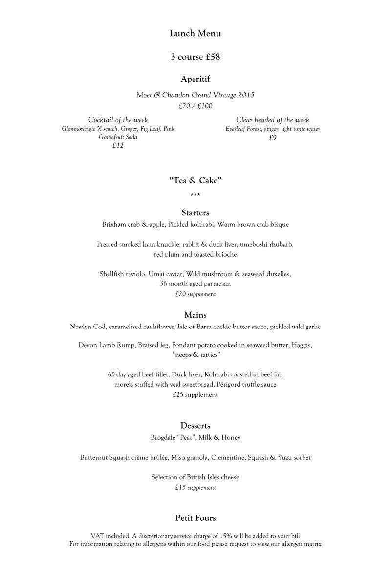 Pollen Street Social Menu p1