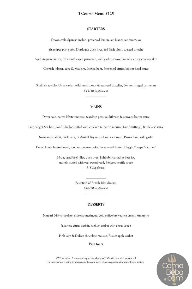 Pollen Street Social London Menu p1