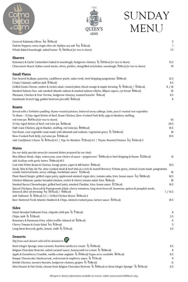 The Queen’s Arms London Menu p3