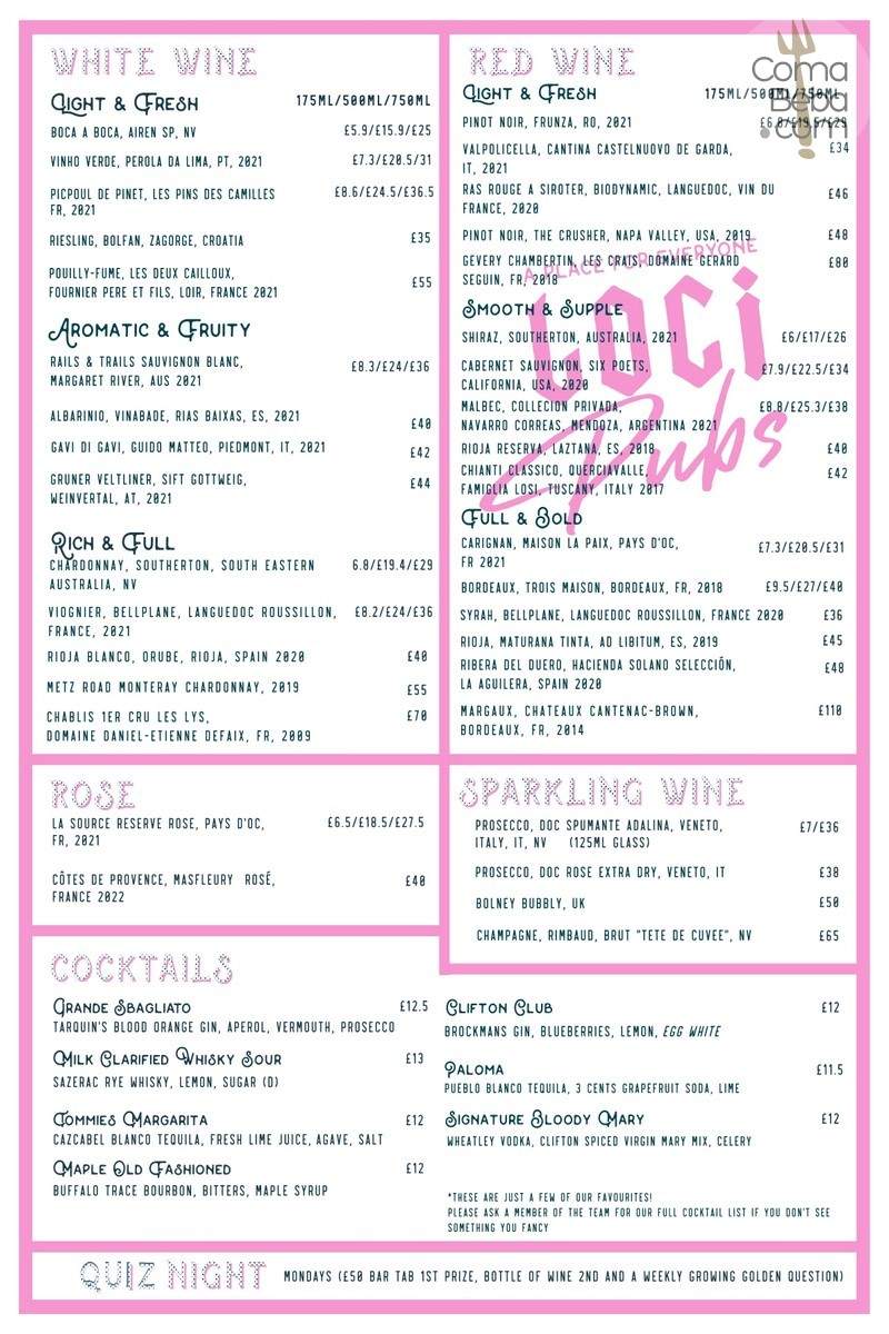 The Clifton NW8 London Menu p2