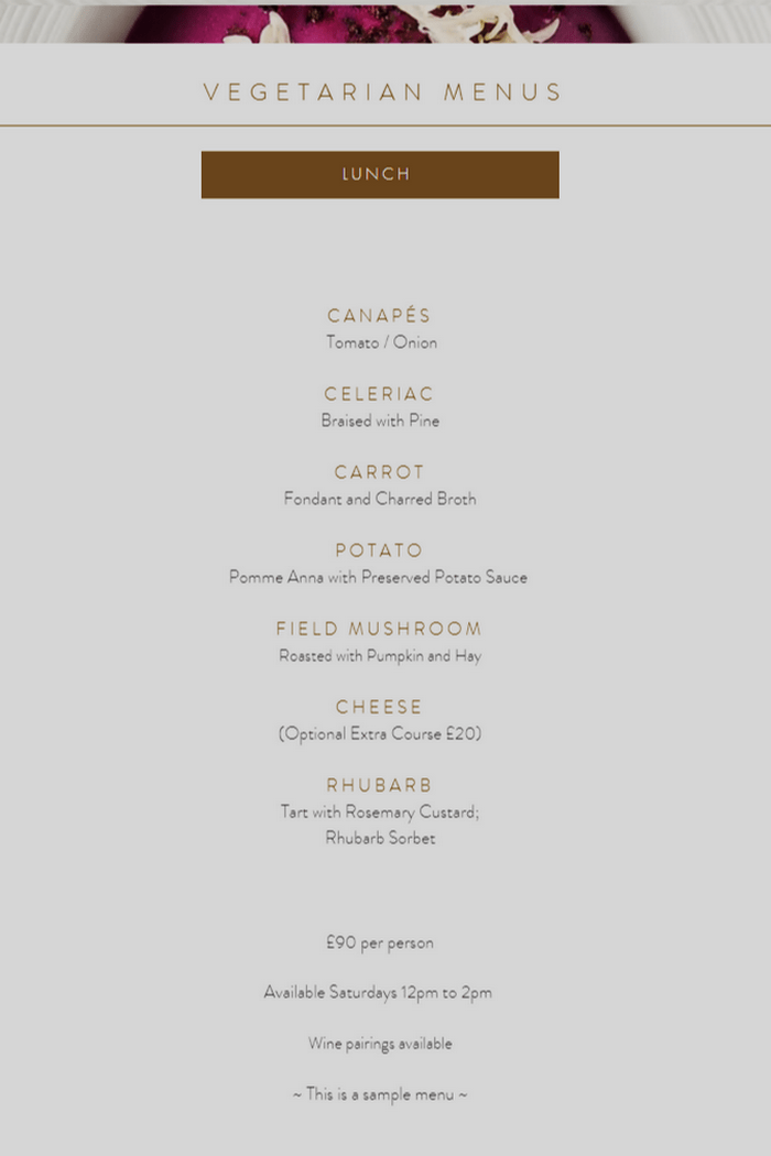 The Five Fields Menu p2