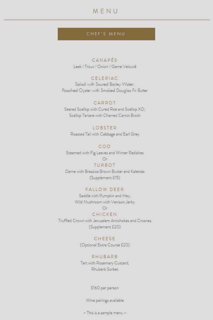 The Five Fields Menu p3