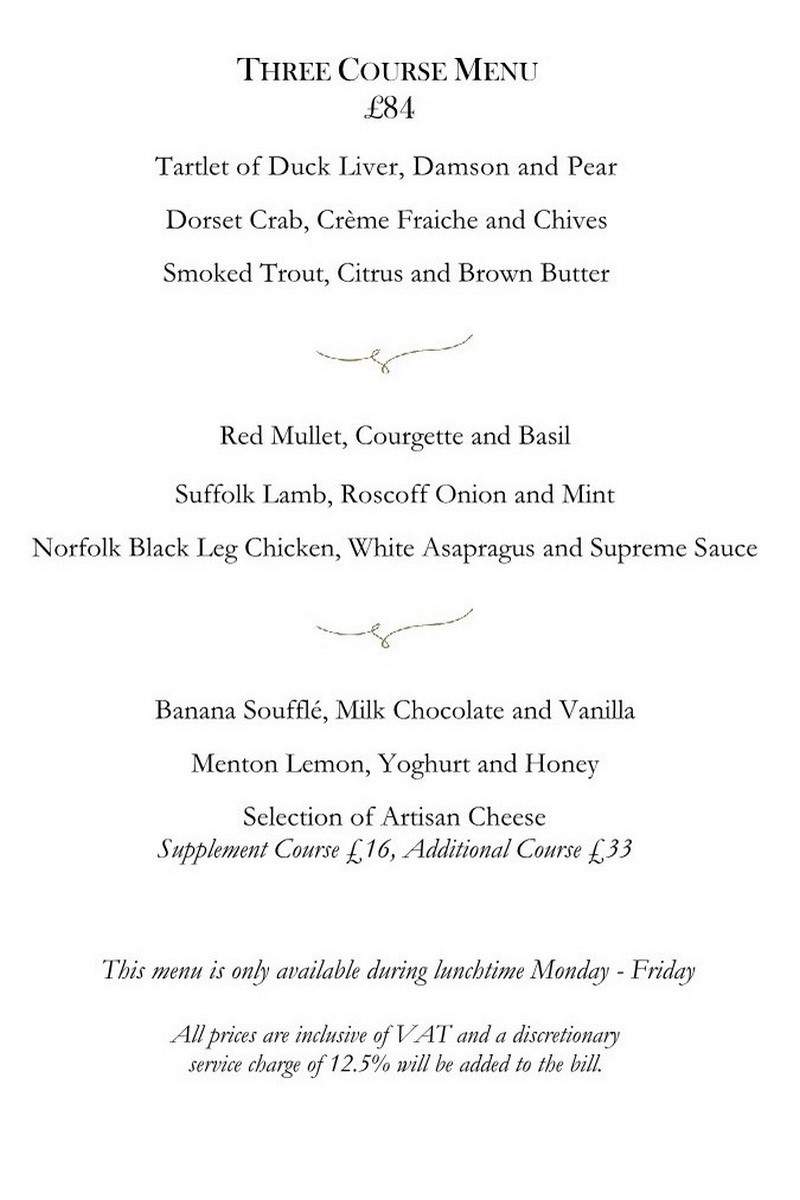 The Ritz Restaurant London Menu p1