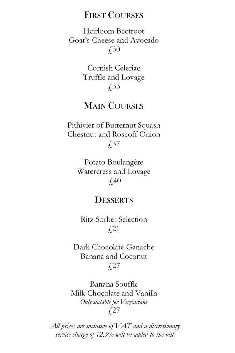 The Ritz Restaurant London Menu p4