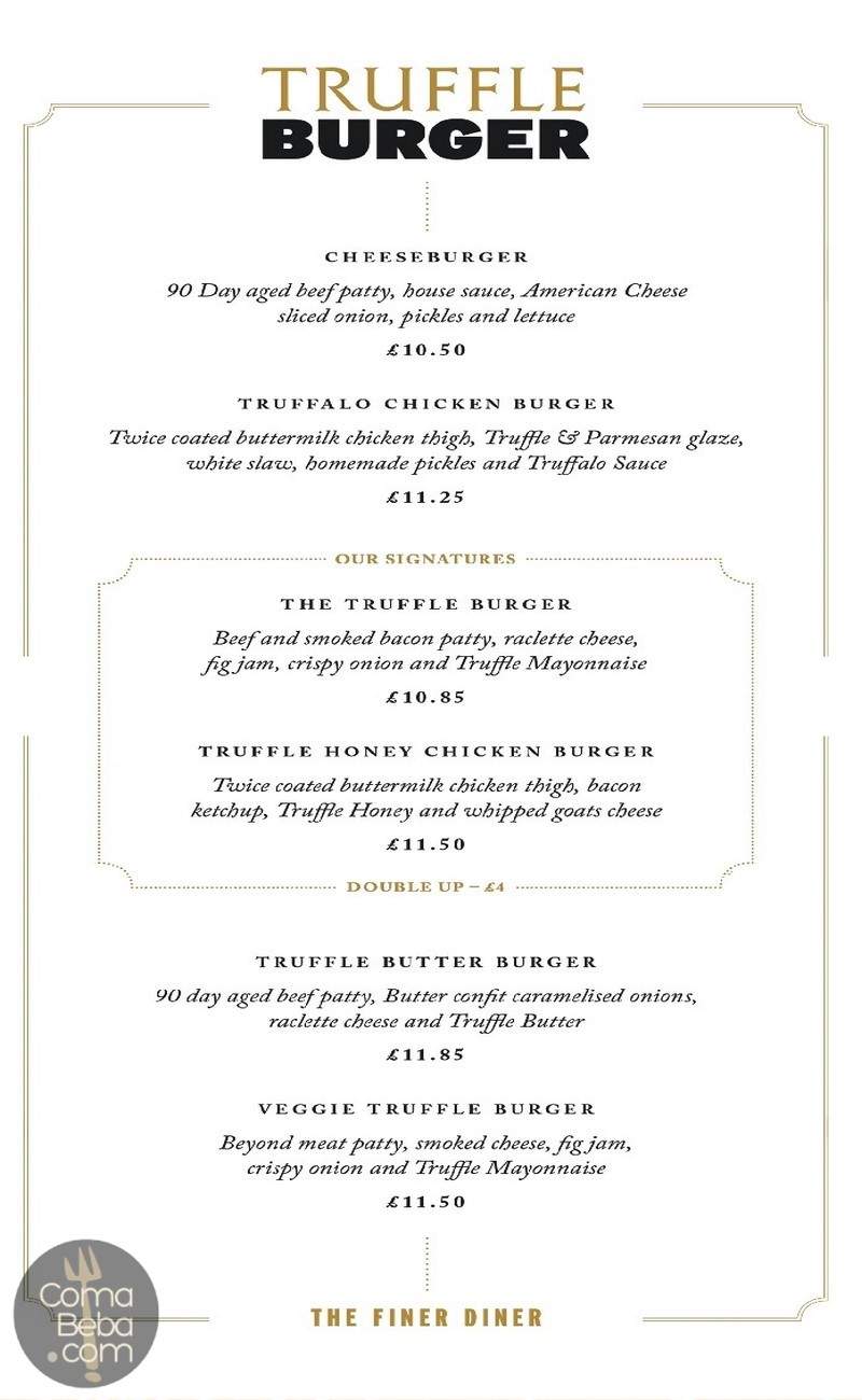 Truffle Burger London Menu p1