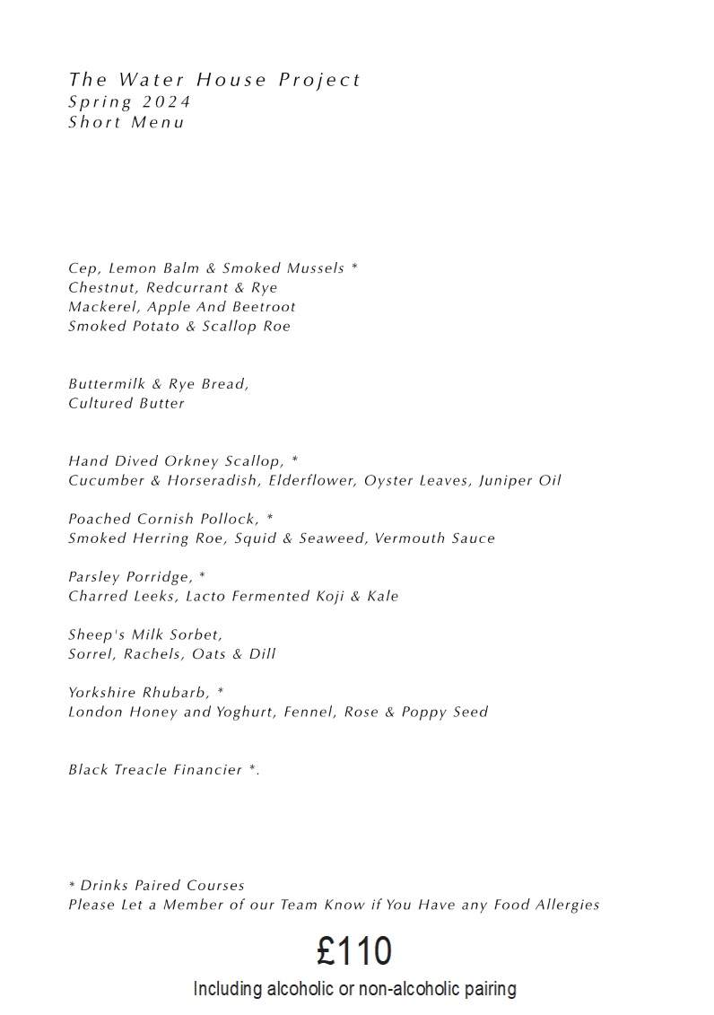 The Water House Project London Menu p2